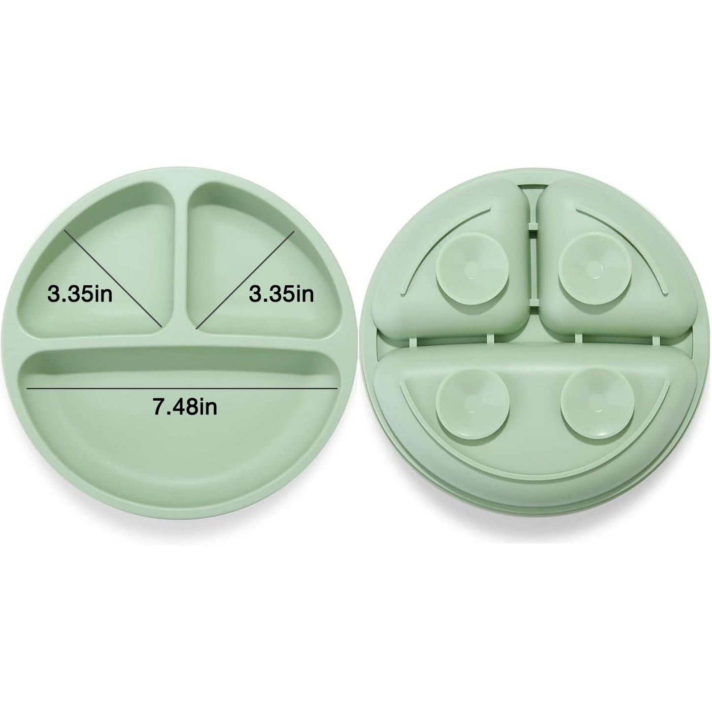 PandaEar Divided Unbreakable Silicone Baby and Toddler Plates - 3 Pack - Non-Slip - Dishwasher and Microwave Safe - Silicone (Blue Green Brown)