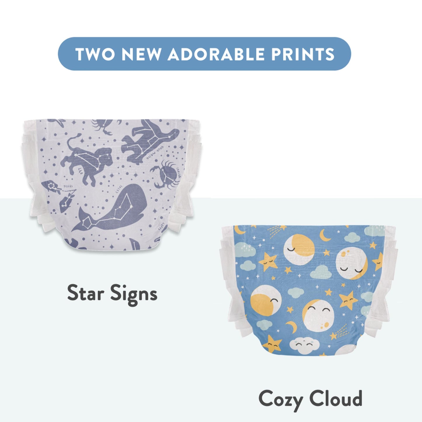 The Honest Company Clean Conscious Overnight Diapers for Sensitive Skin | Hypoallergenic, Fragrance Free | Cozy Cloud + Star Signs | Club Box, Size 3 (16-28 lbs), 52 Count