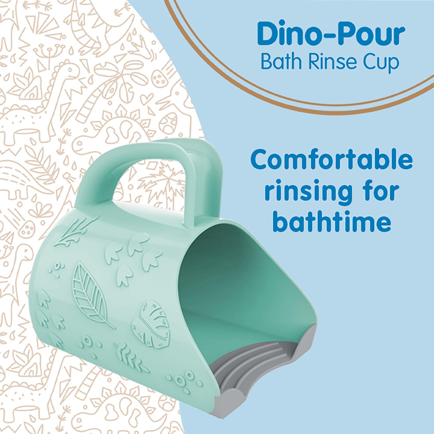 Dr. Brown's CleanUp Dino-Pour Baby Bath Rinse Cup, Tear-Free Rinsing for Babies and Toddlers, BPA Free