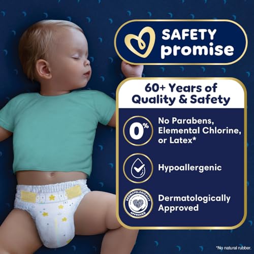 Pampers Overnight Diapers - Swaddlers Overnights - Size 4, 104 Count, Disposable Baby Diaper, Night Time Leak and Skin Protection