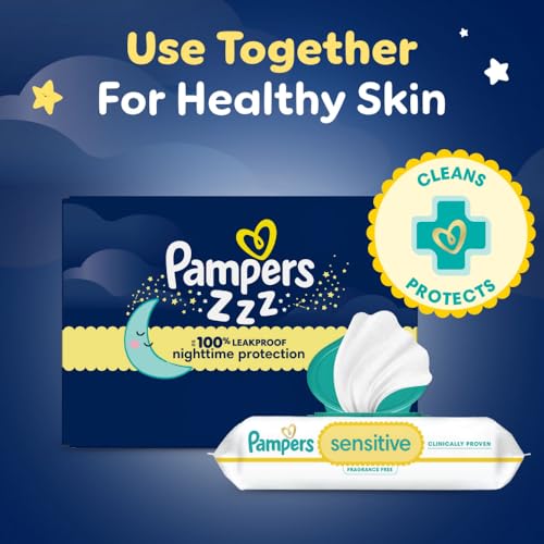 Pampers Overnight Diapers - Swaddlers Overnights - Size 4, 104 Count, Disposable Baby Diaper, Night Time Leak and Skin Protection