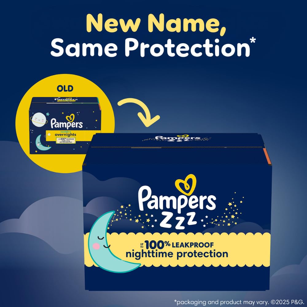 Pampers Overnight Diapers - Swaddlers Overnights - Size 4, 104 Count, Disposable Baby Diaper, Night Time Leak and Skin Protection