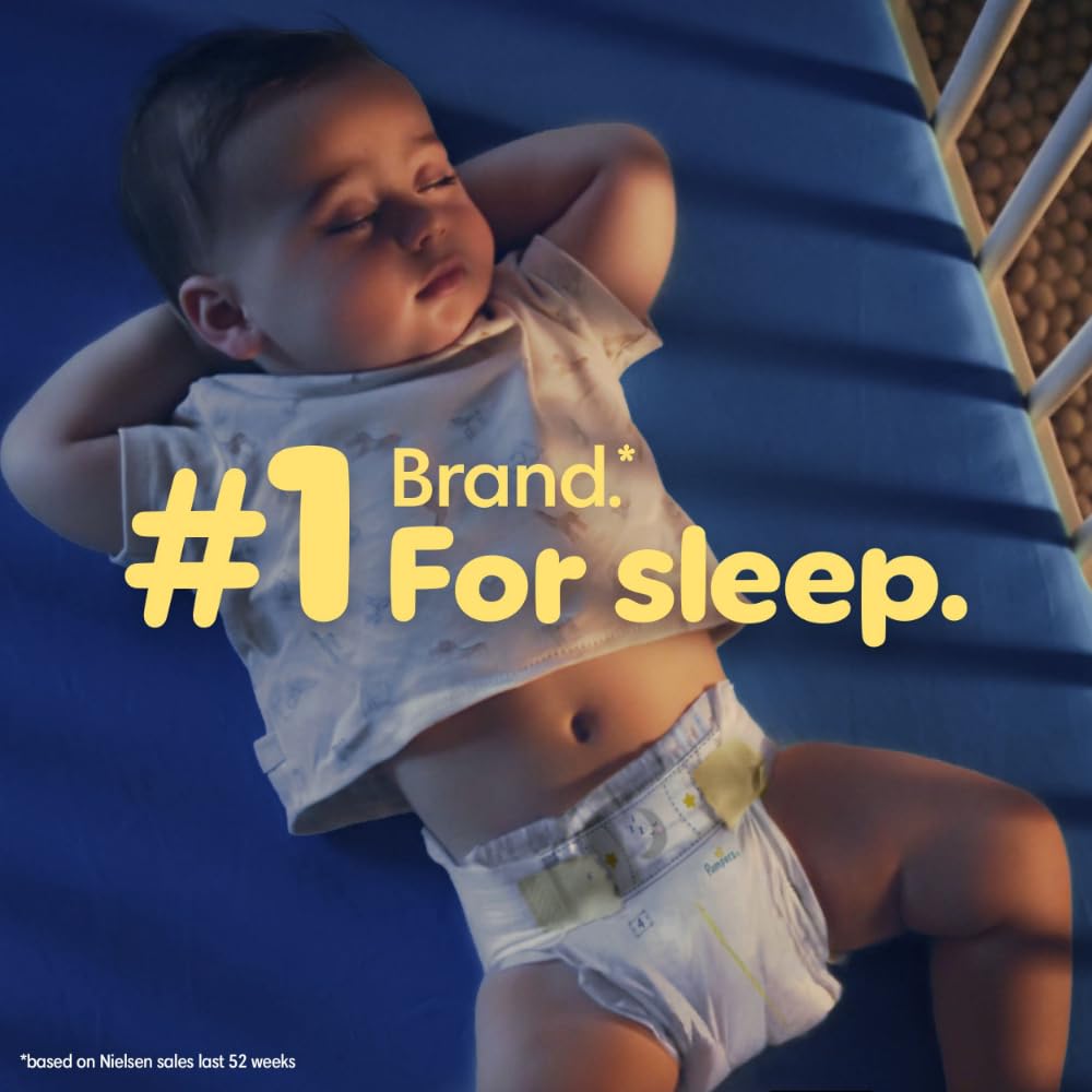 Pampers Overnight Diapers - Swaddlers Overnights - Size 4, 104 Count, Disposable Baby Diaper, Night Time Leak and Skin Protection