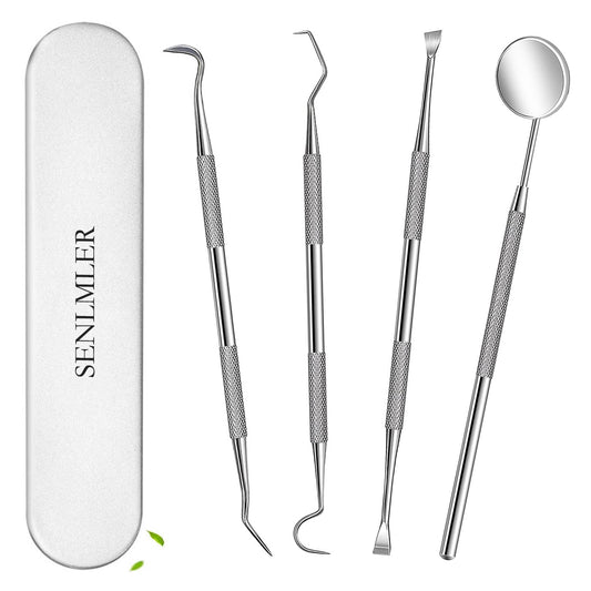 SENLMLER Dental Tools, Professional Plaque Remover Teeth Cleaning Tool Kit, Stainless Steel Dental Pick Tartar Scraper Tooth Cleaner, Oral Care Hygiene Set for Dentist Personal Pets with Storage Box