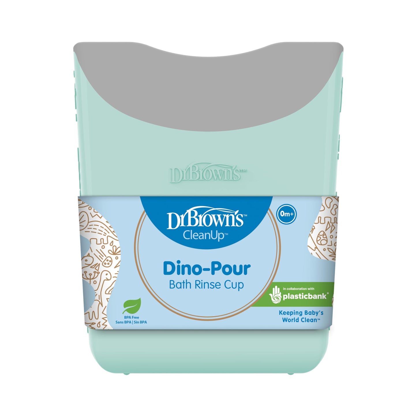 Dr. Brown's CleanUp Dino-Pour Baby Bath Rinse Cup, Tear-Free Rinsing for Babies and Toddlers, BPA Free