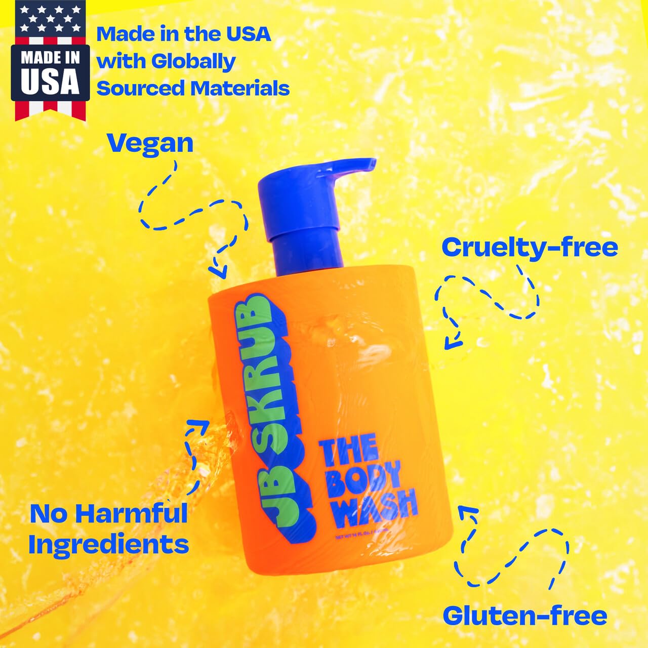 JB SKRUB - The Body Wash for Kids, Tween & Teen Boys with Foaming Action & Natural Citrus Scent - No Harsh Ingredients Boys Body Wash - Conquer Adolescent Funk with Confidence - 14 Oz.