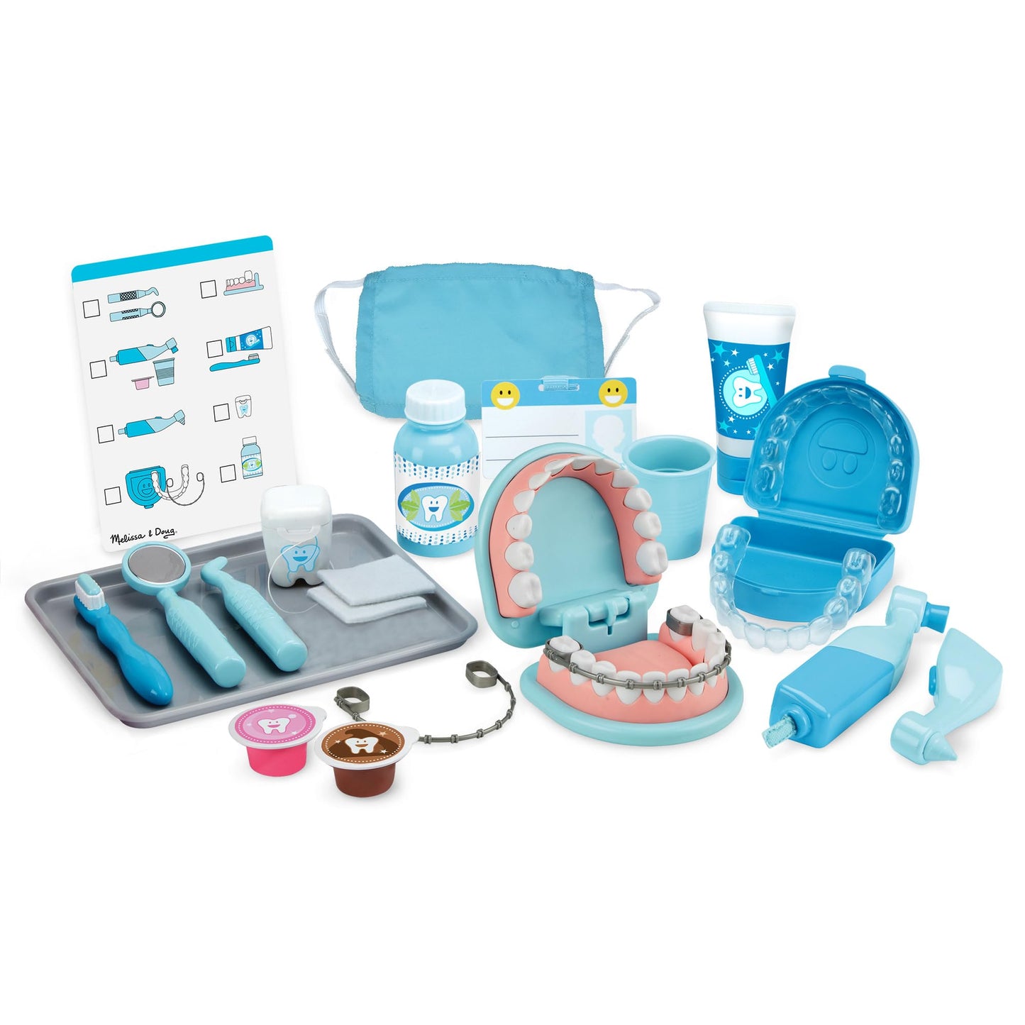 Melissa & Doug Super Smile Dentist Kit with Pretend Play Set of Teeth and Dental Accessories (25 Toy Pieces) Pretend Dentist Play Set, for Kids Ages 3+