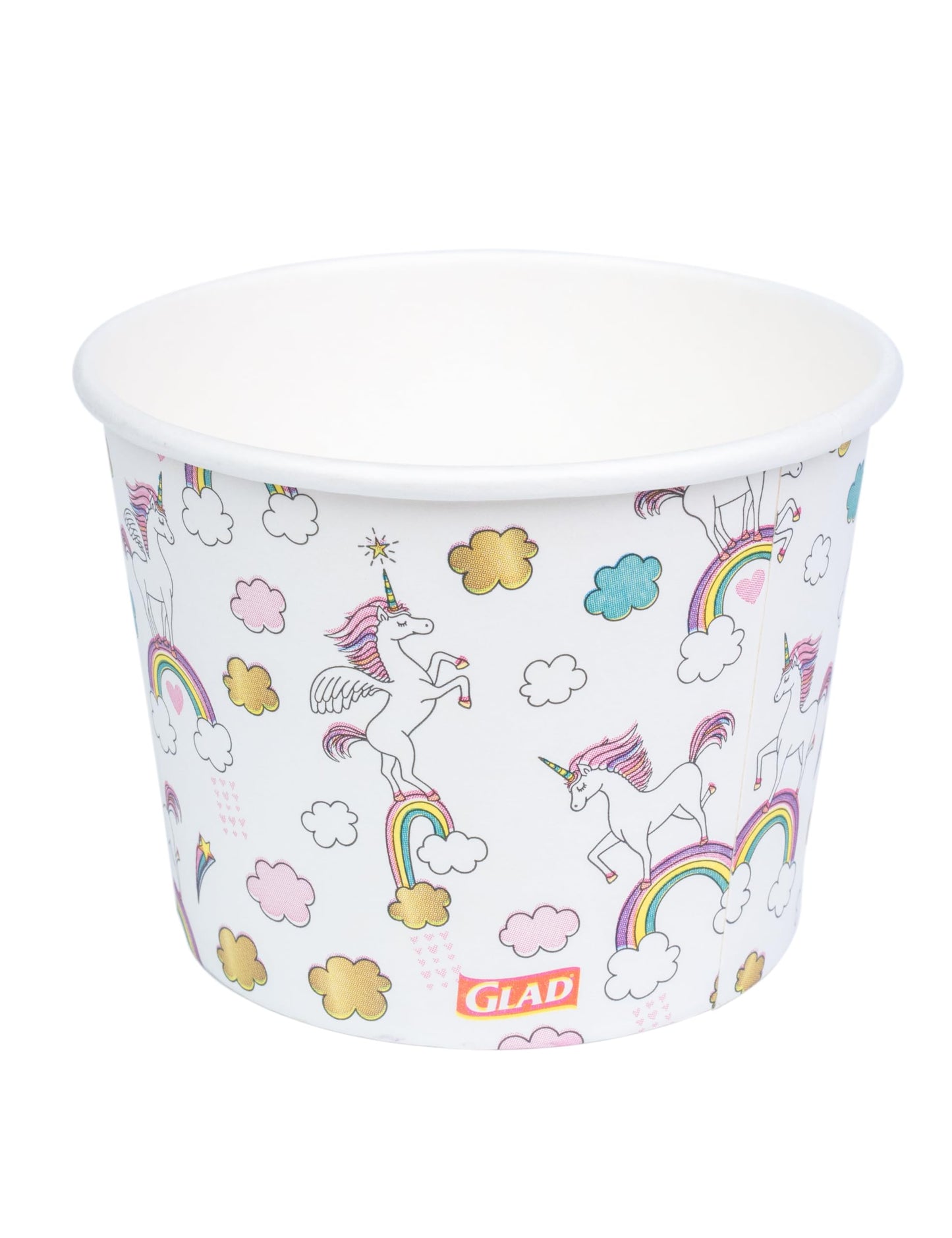 Glad for Kids Unicorns Paper Snack Bowls, Lids Not Included - Heavy Duty, Microwavable, Disposable Snack Cups with Lid for Soup or Ice Cream, 12 Ounce, 20 Count