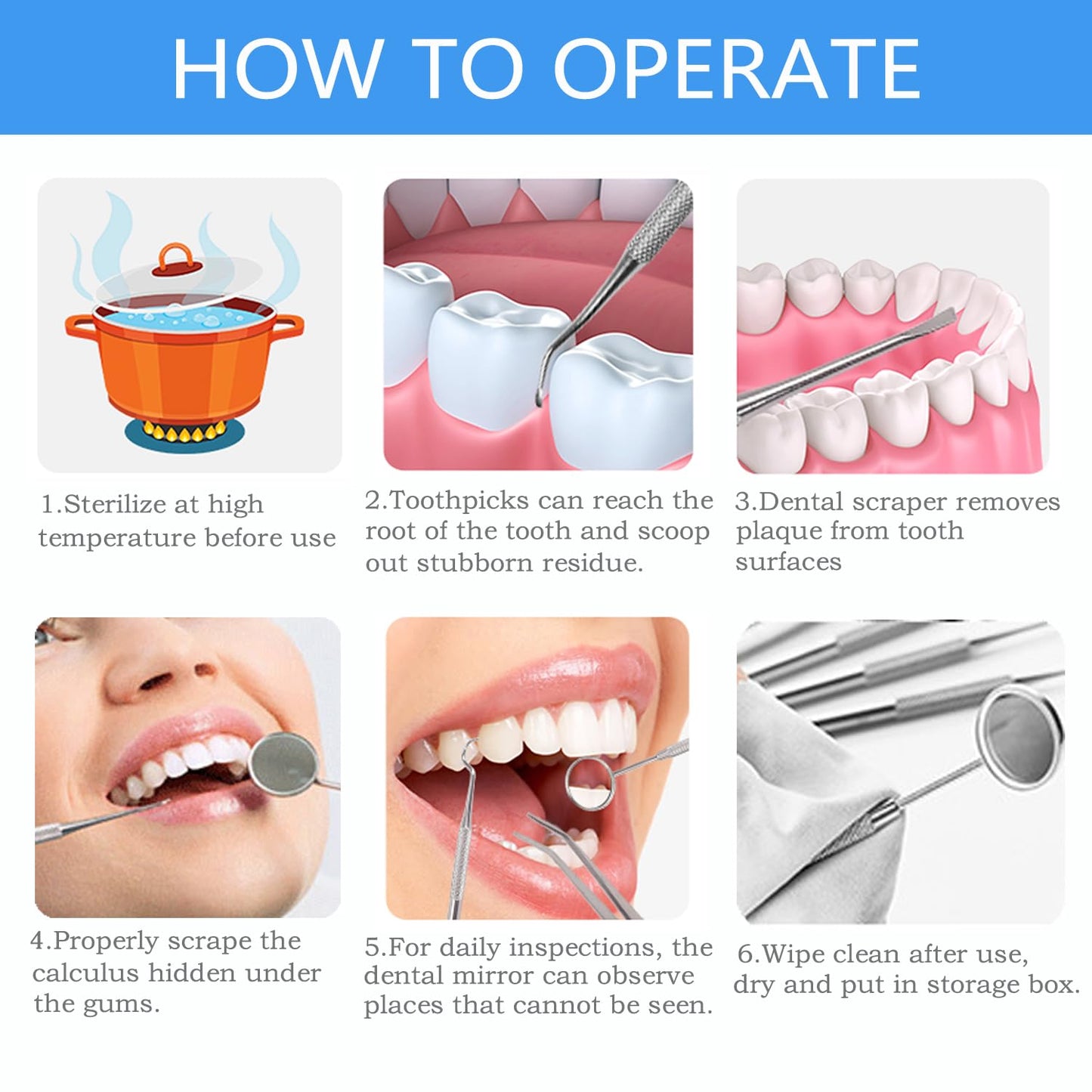 SENLMLER Dental Tools, Professional Plaque Remover Teeth Cleaning Tool Kit, Stainless Steel Dental Pick Tartar Scraper Tooth Cleaner, Oral Care Hygiene Set for Dentist Personal Pets with Storage Box