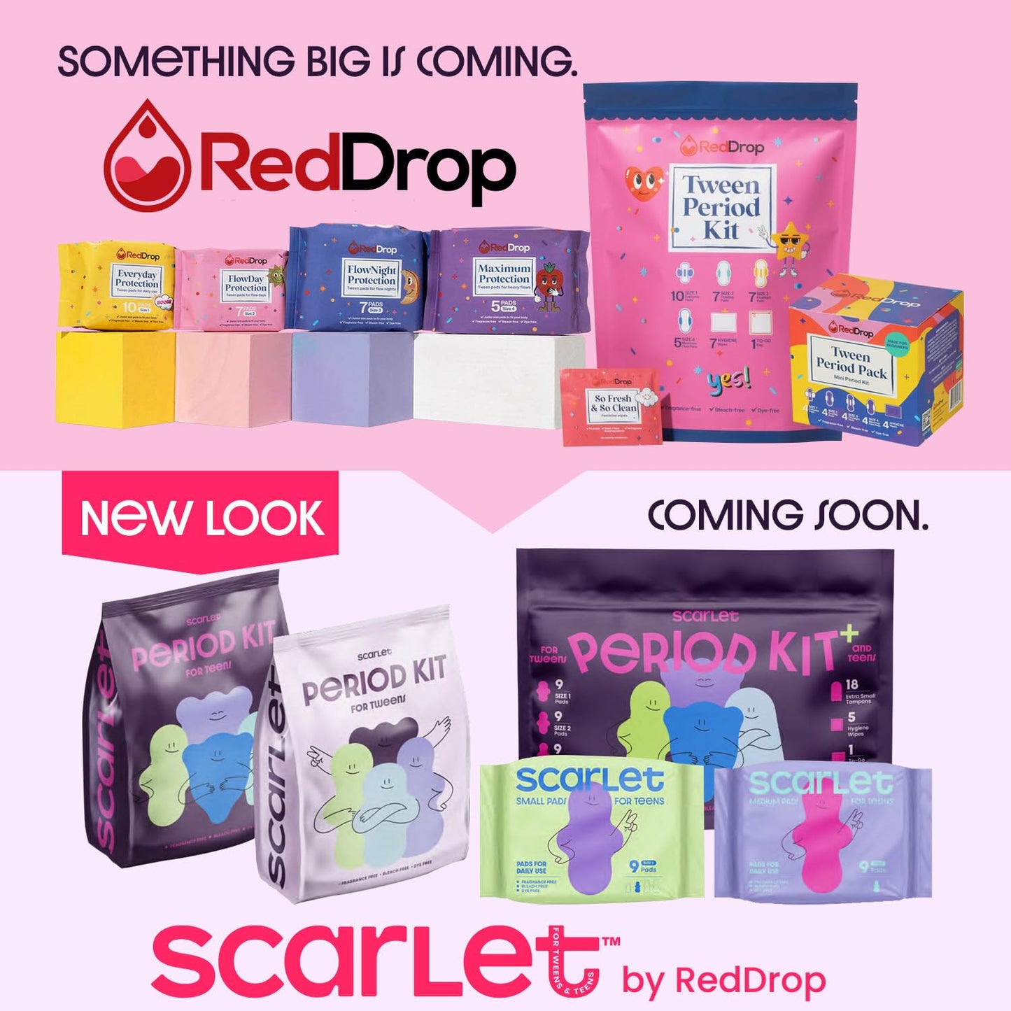 RedDrop First Period Kit for Girls Ages 9–12 – Tween Period Kit with Pads, Wipes & Essentials for Teens