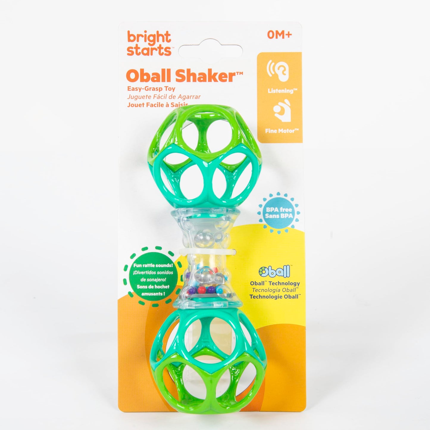 Bright Starts Oball Shaker Rattle Toy, Ages Newborn Plus