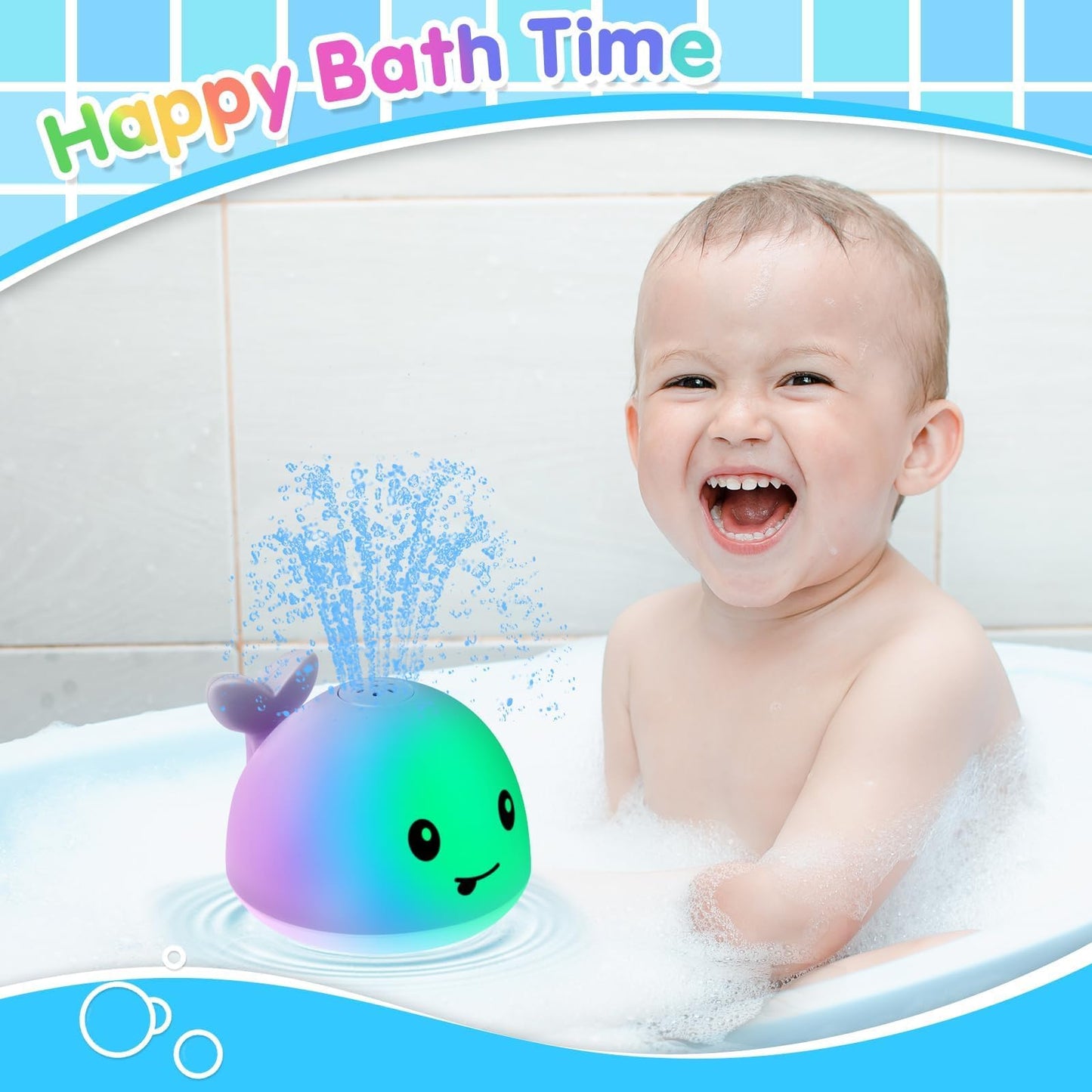 Gigilli Bath Toys for Kids Ages 1-3 or Babies 0-6-12-18 Months, Light Up Whale Sprinkler Bathtub Water Pool Toys for Toddlers 1-3 2-4, Infant Bath Toy for 1 Year Old Boys Girls First Birthday Gifts