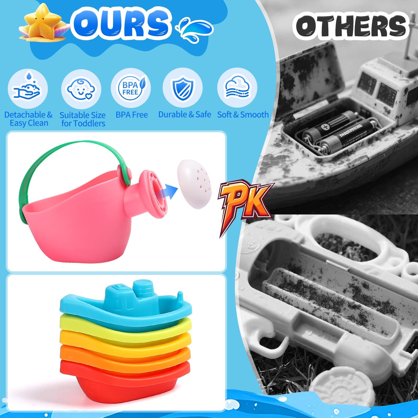 XIEMOMO Baby Bath Toys for Kids Ages 1-3 8PCS Toddler Bath Toys Mold Free and 1PCS Toy Storage Net Bag Bathtub Shower Floating Water Toys for 6 Months Up Boy Girl Gifts (Color Random)