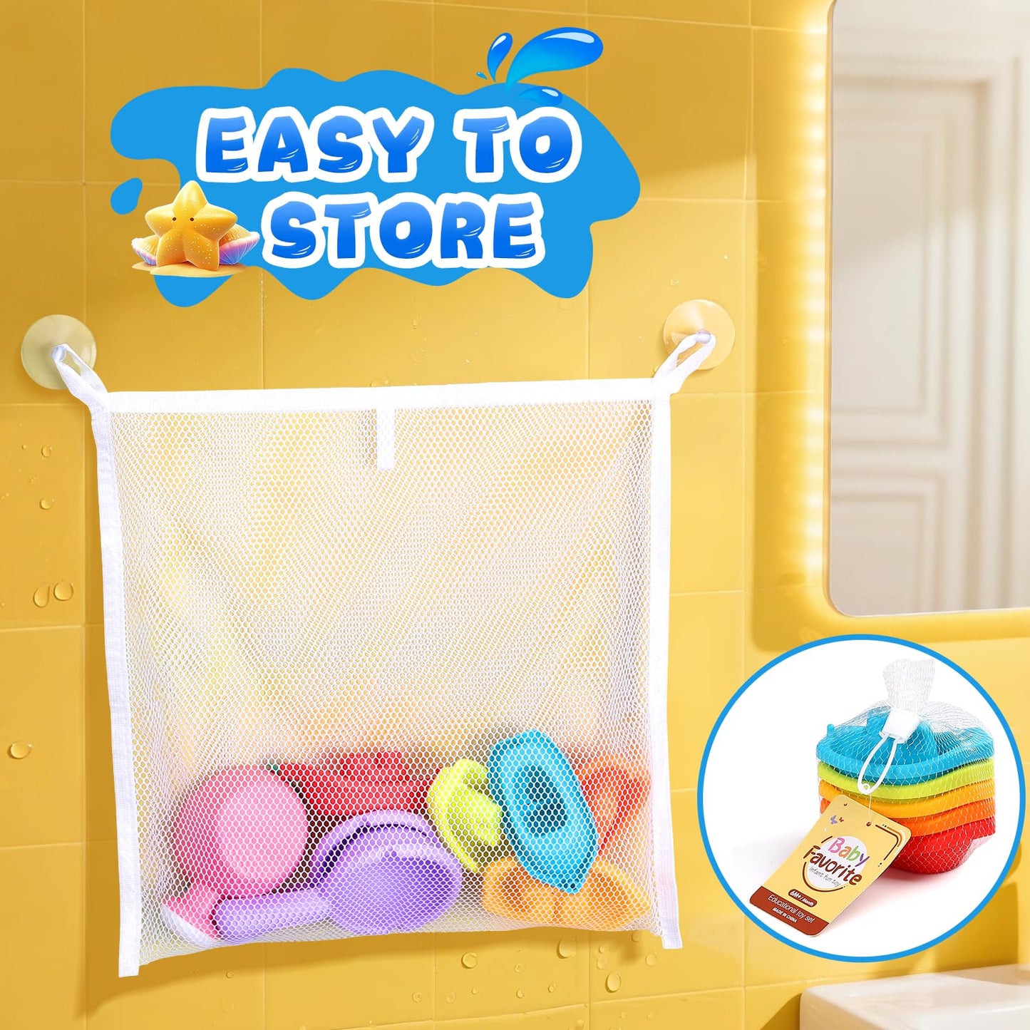 XIEMOMO Baby Bath Toys for Kids Ages 1-3 8PCS Toddler Bath Toys Mold Free and 1PCS Toy Storage Net Bag Bathtub Shower Floating Water Toys for 6 Months Up Boy Girl Gifts (Color Random)