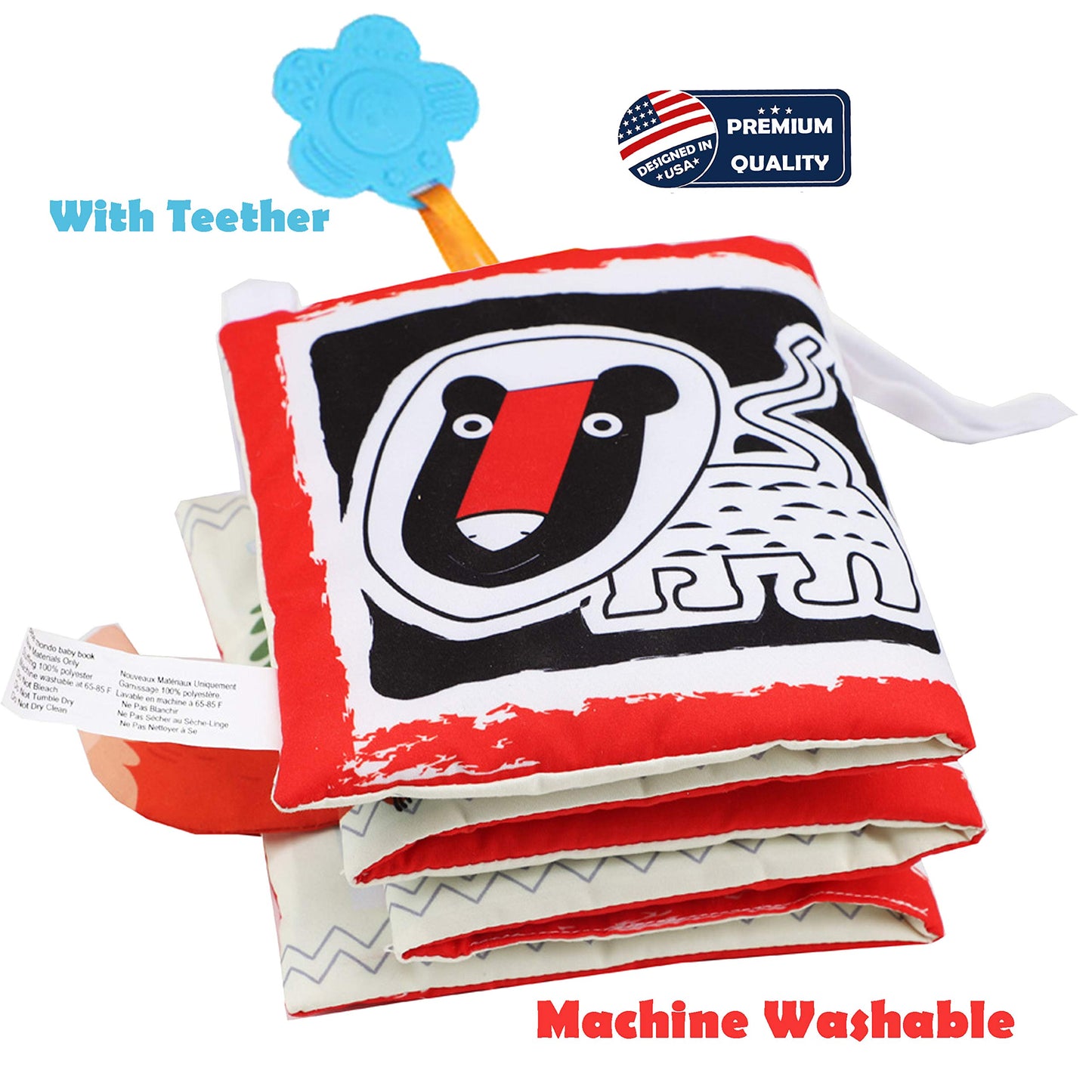 High Contrast Tummy Time Toys, Black and White Crinkle Books for Babies, Baby Books 0-6 Months, Infant Mirror Toy with Teether, Double-Sided Baby Toys for Boys and Girls