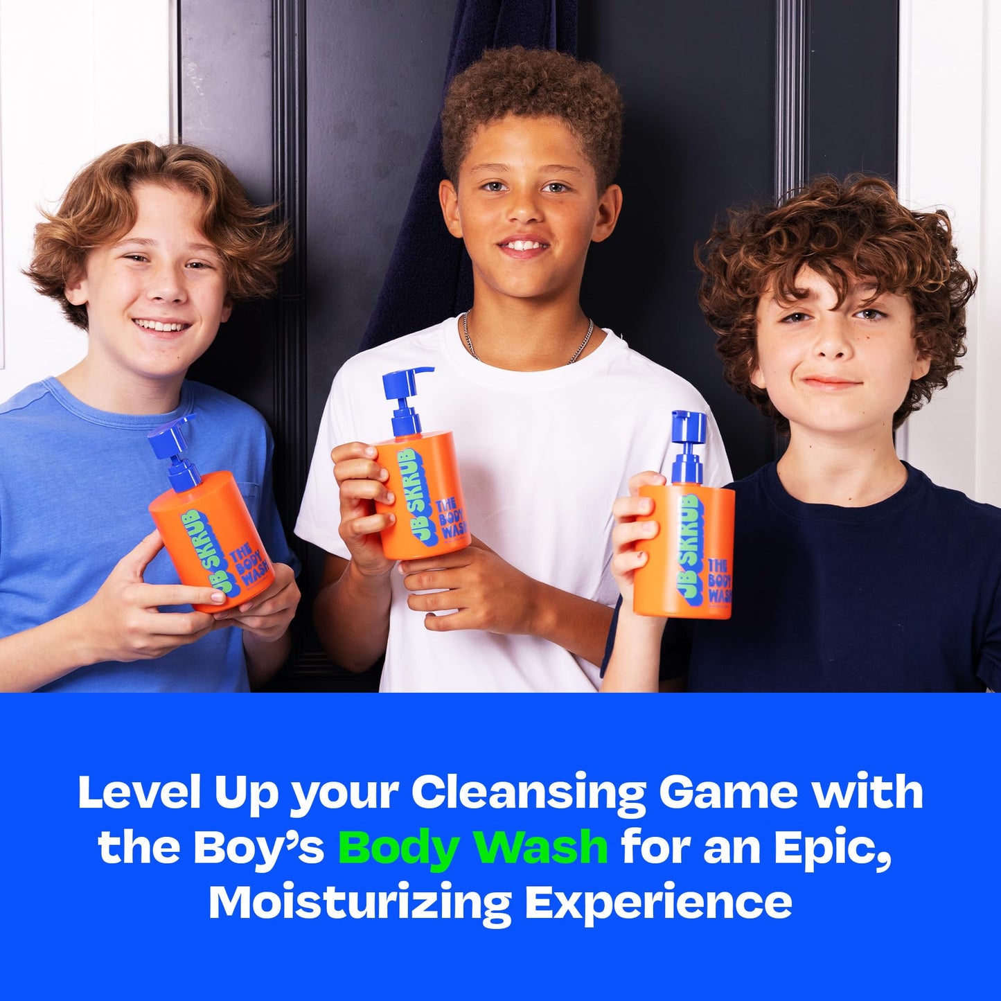 JB SKRUB - The Body Wash for Kids, Tween & Teen Boys with Foaming Action & Natural Citrus Scent - No Harsh Ingredients Boys Body Wash - Conquer Adolescent Funk with Confidence - 14 Oz.