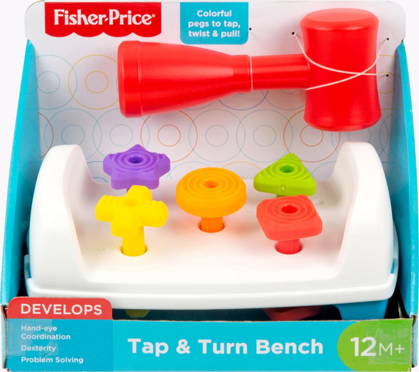 Fisher-Price Toddler Toy Tap & Turn Bench Pretend Tools 2-Sided Construction Set for Ages 1+ Years